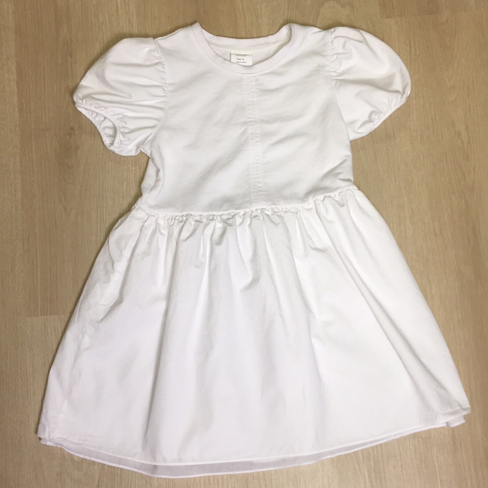 English Factory Recess 6T Girl’s White Puff Sleeve Short Sleeve Dress